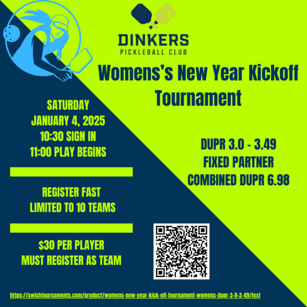 Women’s New Year Kick Off Tournament – Women’s DUPR 3.0 – 3.49