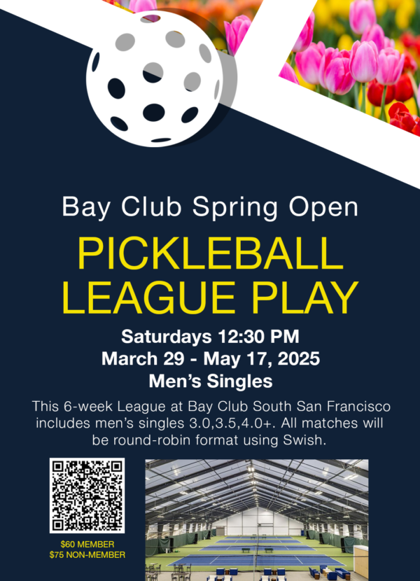 Bay Club Saturday Afternoon Men’s Singles League @ Bay Club South ~ San Francisco, California