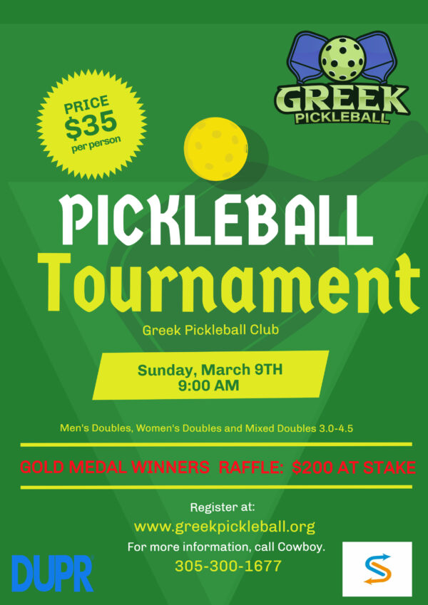 March 2025 Greek Pickleball DUPR Tournament