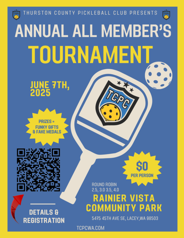 2025 Annual Member’s Tournament, Thurston County Pickleball Club