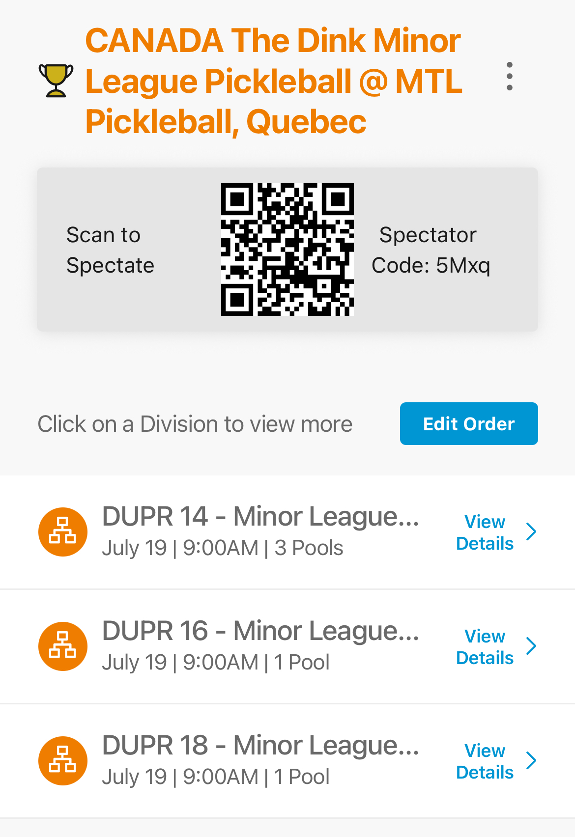 CANADA The Dink Minor League Pickleball @ MTL Pickleball, Quebec