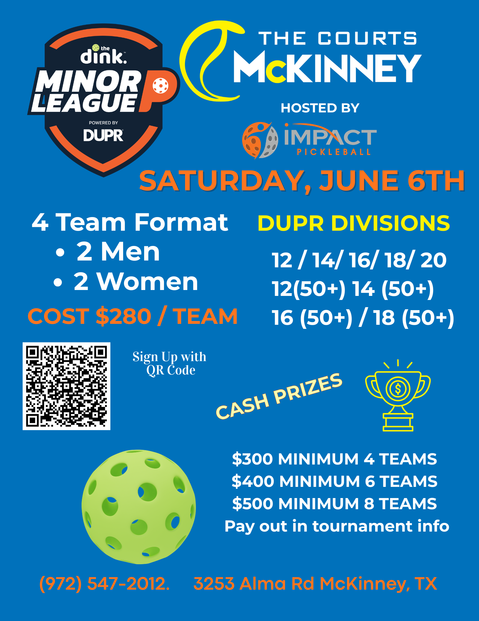 The Dink Minor League Pickleball @ Impact Activities/Courts of McKinney ~ Texas